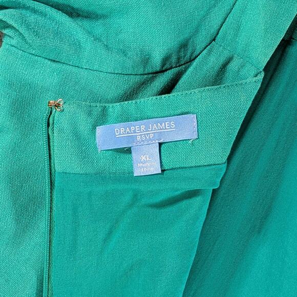 Draper James Linen Blend Puff Sleeve Mini Dress Teal Square Neck Size M - Picture 5 of 16